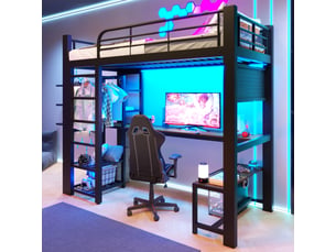 Lit mezzanine 90x200 cm <strong>OKMYHOME</strong> <strong></strong> coloris noir
