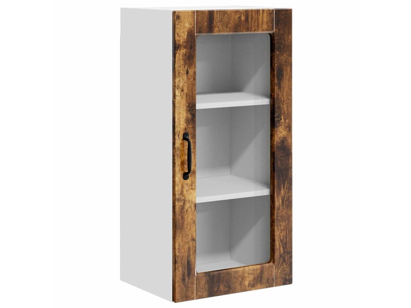  Meuble mural de cuisine, cabinet en verre mural chêne fumé 40x31x80cm shl3582  - Conforama A