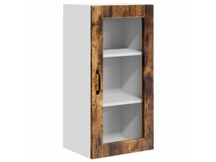 Meuble mural de cuisine, cabinet en verre mural chêne fumé 40x31x80cm shl3582