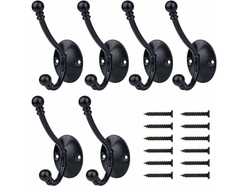  6 pièces patère, rétro crochet de manteau porte manteau murale de métal pour salle de bain cuisine chambre entrée, noir Hook-LM12-01-A162-L-030 - Conforama A