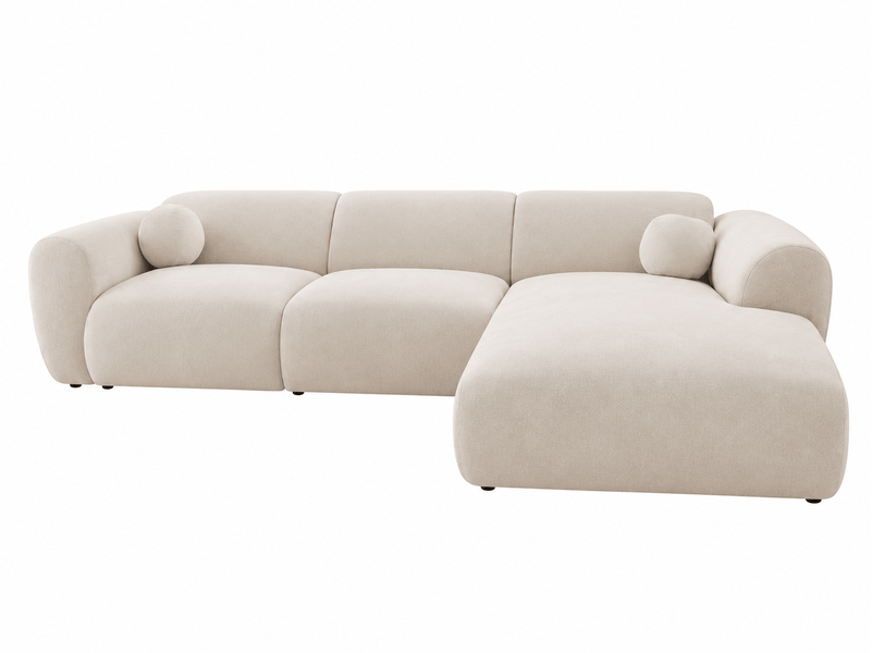 Canapé d'angle arrondi velours écru cloud bis - angle droit  - Conforama A