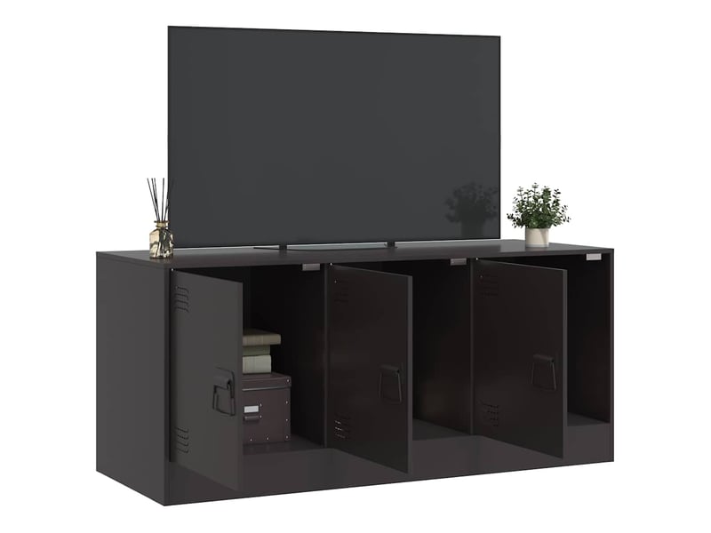  Meuble tv - banc tv - meuble de rangement noir 99x39x44 cm acier  - Conforama D