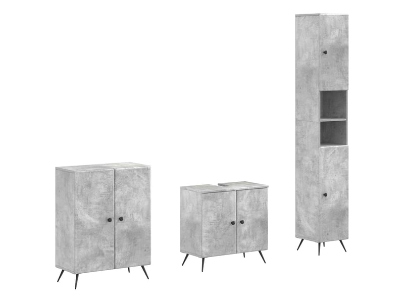 Ensemble de meuble de salle de bain 3 pièces breda gris béton cf63353 - Conforama A