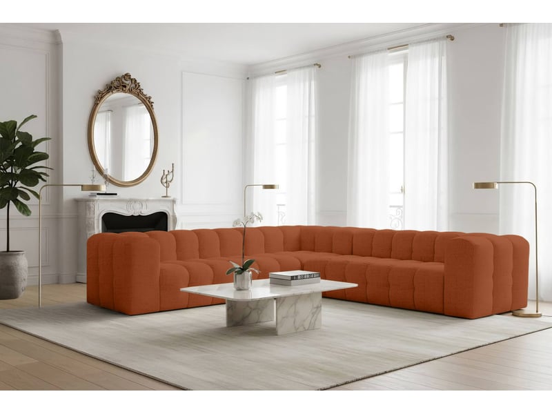  Canapé d'angle réversible miloe 6 places avec accoudoirs en tissu - terracotta MILOE - Conforama B