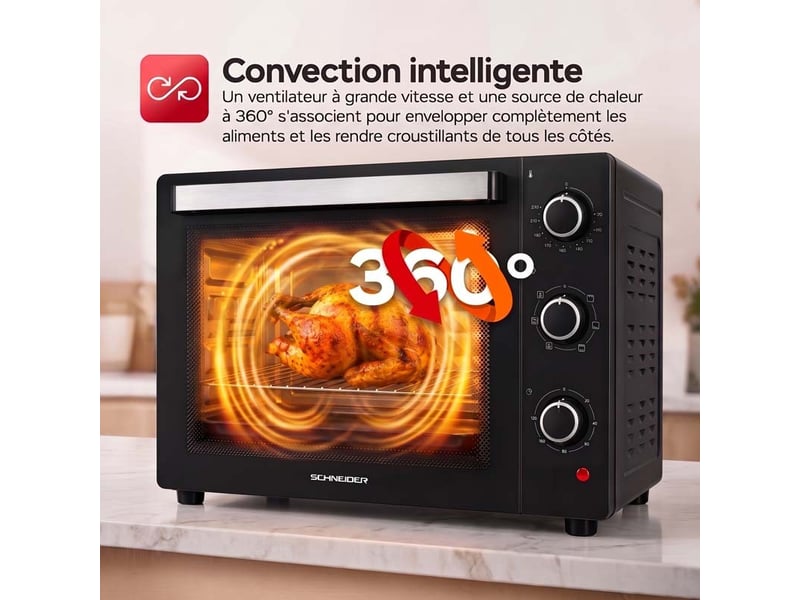 Four électrique posable 45l chaleur tournante noir sceo2345ctb schneider  - Conforama D