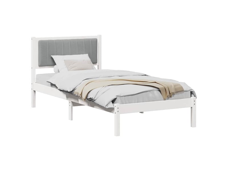  Lit simple- lit adulte -  cadre de lit avec tête de lit rembourrée gris clair 90 x 200 cm  - Conforama B
