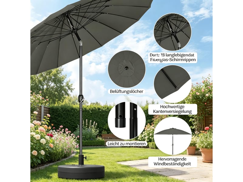  Grand parasol de terrasse inclinable, jardin et piscine, extérieur, sans pied  - Conforama E