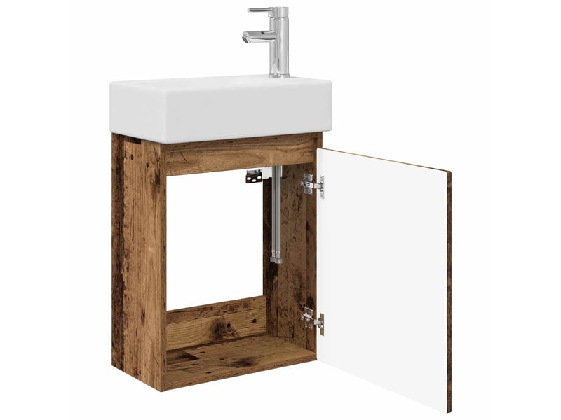 Meuble de rangement salle de bain avec robinet bois ancien shl5133 - Conforama D