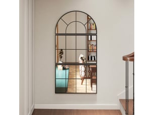 Miroir mural triptyque 76x149 cm – noir – arche décorative en métal pour salon et salle de bain chic