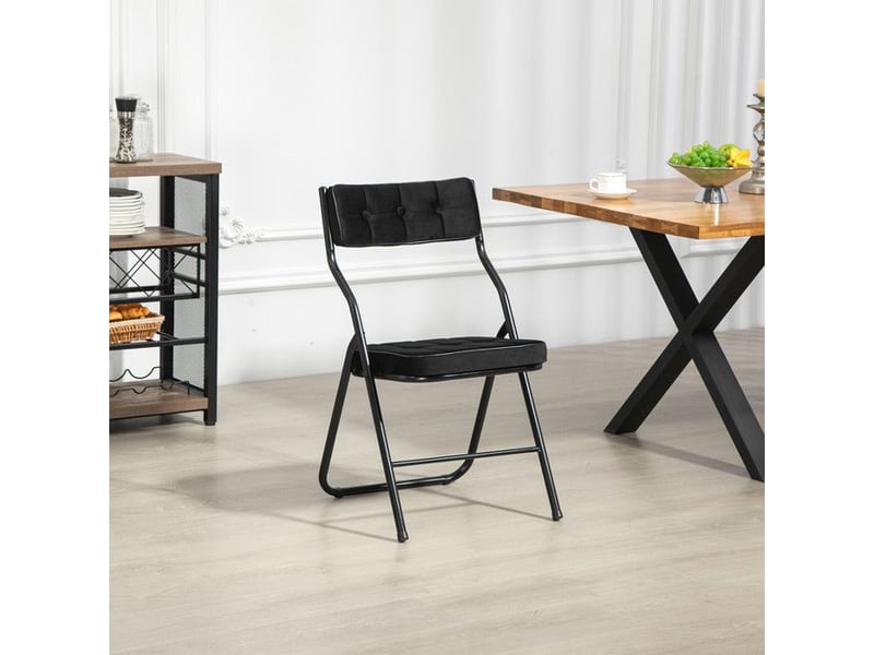  Chaises pliantes - 2 pack - siège rembourré - design pliable - construction robuste - chaise pour petit espace noir - Conforama D