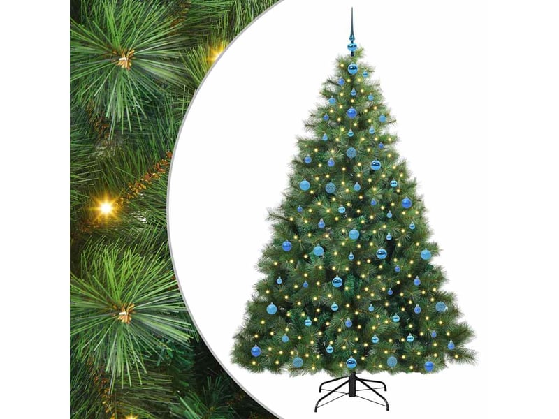 Sapin de noël artificiel, arbre de noël avec 300 led vert 210 cm pe et pvc shl9726 - Conforama A