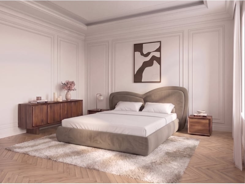 Bobochic lit bas daniela tissu velours lisse taupe 160x200 DANIELA - Conforama C