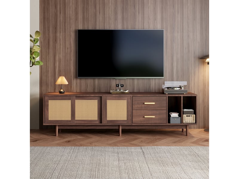  Meuble tv marron 190cm mdf meuble tv marron - Conforama B