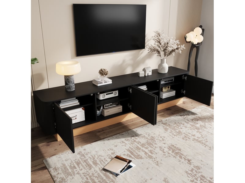  Meuble tv 4 portes avec rangement 200 cm evryae  - Conforama C