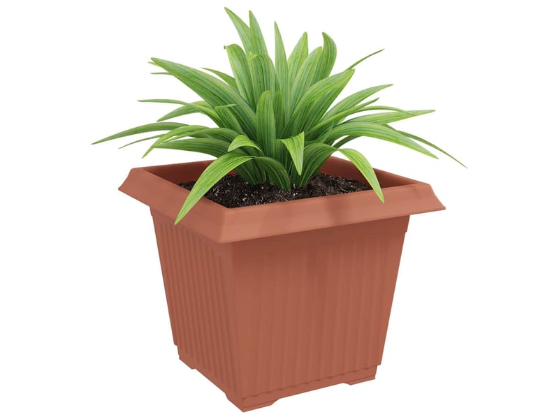 Jardinière - pot de fleurs carré 6 pcs rouge brique 28,5 x 28,5 x 22 cm - Conforama C