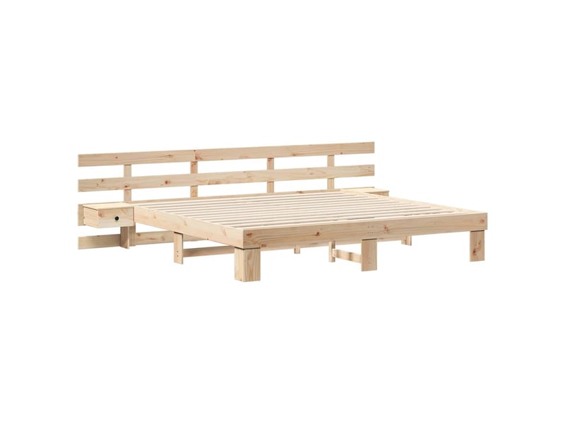 Lit double- lit adulte - cadre de lit avec tête de lit marron 200 x 200 cm pin massif - Conforama C