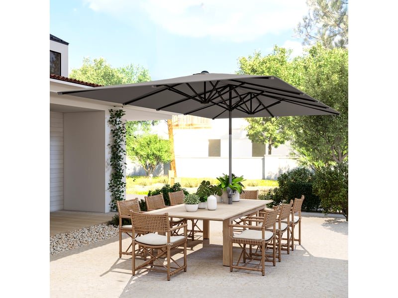 Parasol de jardin extérieur gris foncé 451x264x264cm - Conforama D