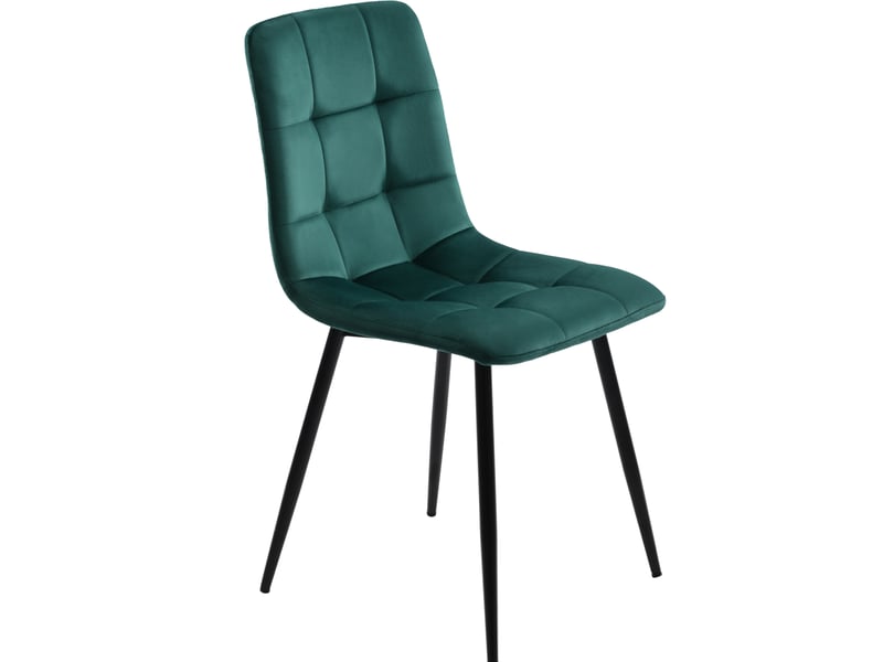  Ensemble table à manger rectangulaire 117 cm avec 4 chaises en velours vert foncé, style design pour la cuisine  - Conforama D