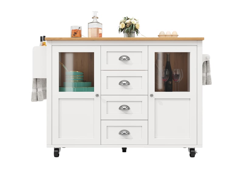  Îlot de cuisine mobile 120 cm – tiroirs, portes, roulettes, rangements multiples – meuble cuisine  - Conforama A
