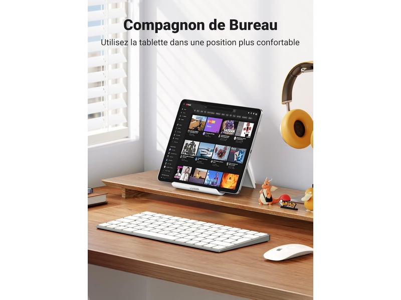 Support tablette réglable bureau pose tablette téléphone blanc - Conforama D