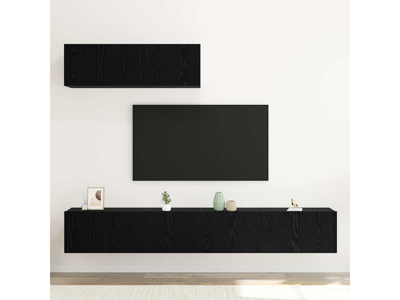  Ensemble meuble tv - banc tv - meuble de rangement 3 pcs chêne noir bois d'ingénierie  - Conforama D