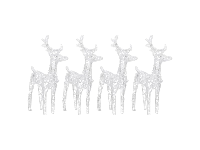  Lot de 4 rennes de noël, éclairage de noël, décoration de noël 160 led blanc chaud acrylique cf62063  - Conforama C