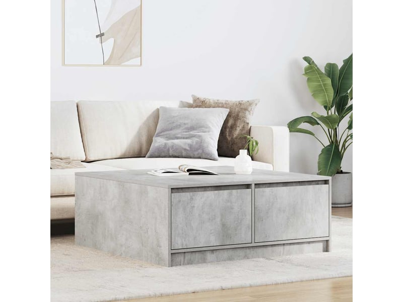  Table basse - table de salon - table à thé avec tiroirs gris béton 100x100x40 cm  - Conforama B