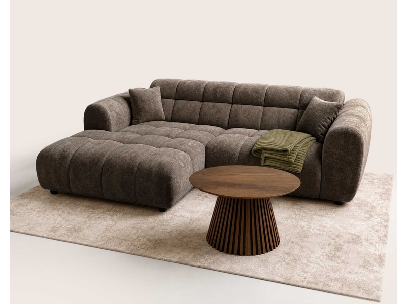  Mini ray - canapé d'angle gauche 4 places en tissu texturé - best mobilier - marron MINI RAY - Conforama D