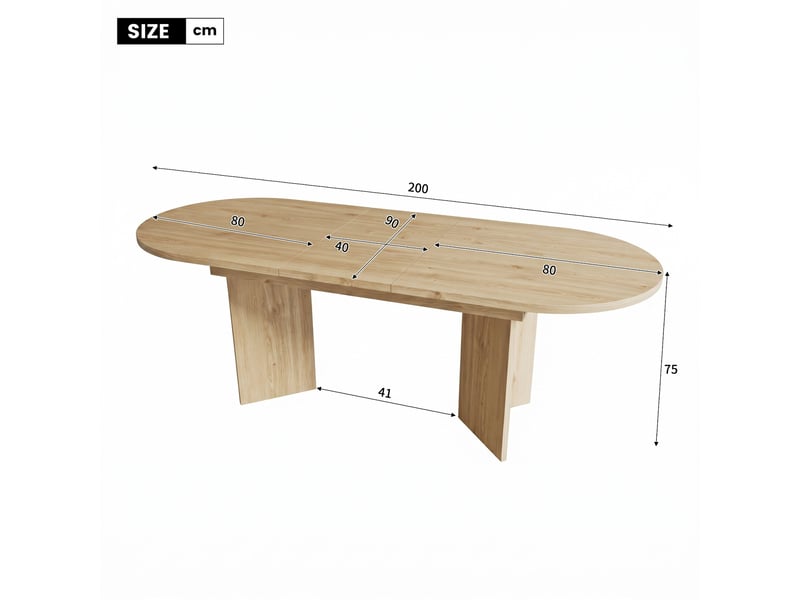 Ensemble table extensible 160200 x 90 cm et 6 chaises de salle à manger, plateau épais, coins arrondis, chaises en bois rembourrées, pivotantes à 360°, style épuré - Conforama C