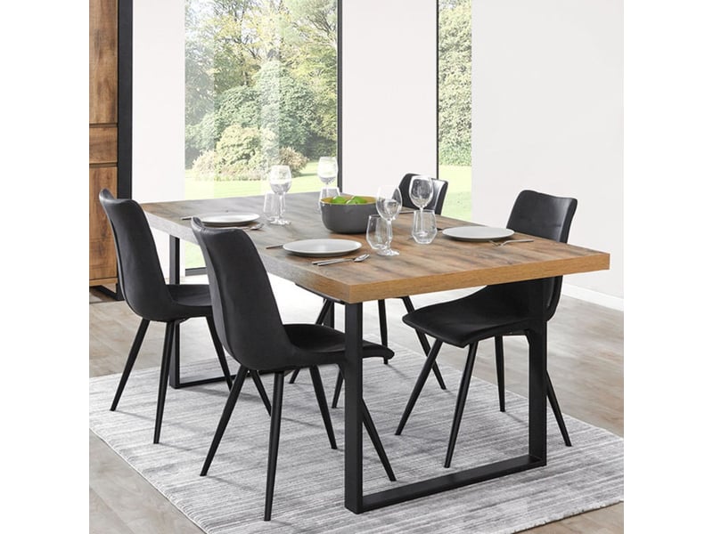  Table 170cm aspect chêne artisan piètement u métal poudré noir - osam OSAM - Conforama B