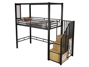 Lit mezzanine 90x200 cm <strong>MODFU</strong> <strong></strong> coloris noir