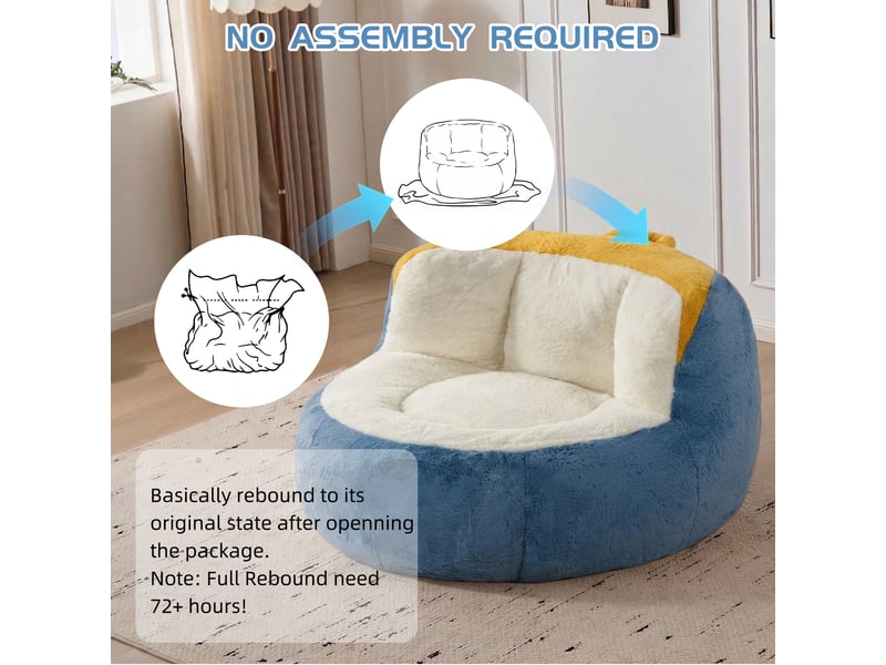  Fauteuil pouf géant en fourrure synthétique avec remplissage en mousse déchiquetée et poignée, multicolore  - Conforama D