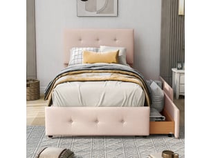 Lit avec rangement 90x200 cm REDOM coloris beige