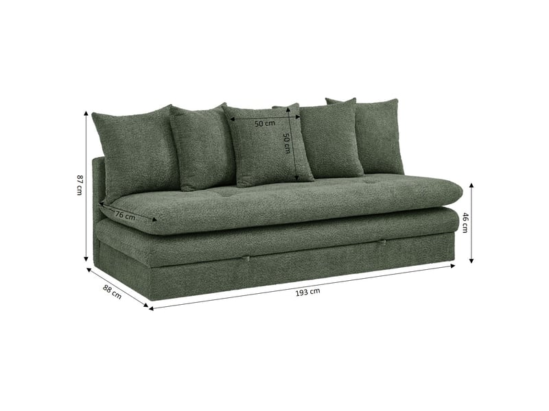 Banquette convertible maora 3 places tissu bouclette vert  - Conforama C