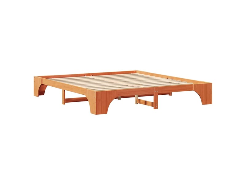 Lit double- lit adulte -  cadre de lit brun  200 x 200 cm pin massif  - Conforama C