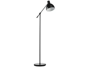 Lampadaire sur pied salon 40 w hauteur réglable, abat-jour et bras orientable, interrupteur à pied, noir, culot e27