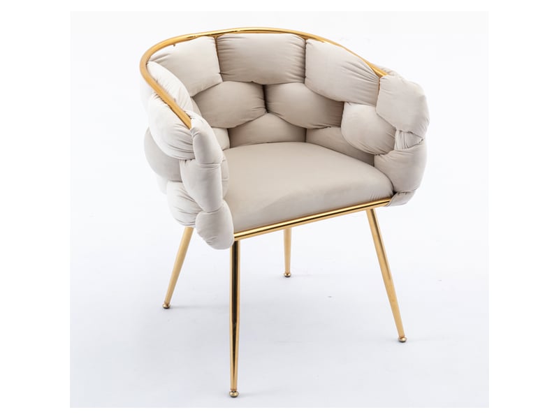  Fauteuil en velours beige avec pieds en métal doré W3534P440142 - Conforama A