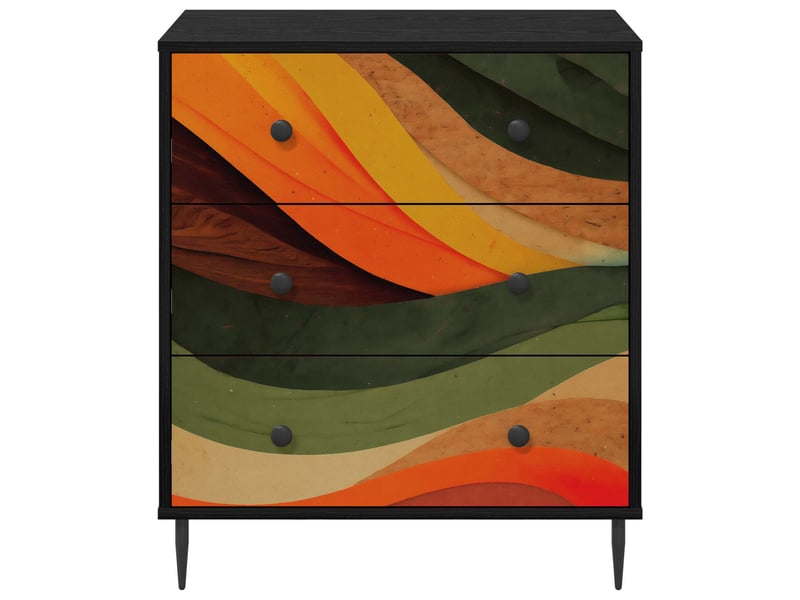  Commode chambre, meuble de rangement bonn impression vagues rétro 66 x 36,5 x 76 cm  - Conforama D