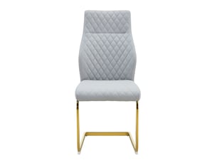 Lot de 2 chaises de salle à manger en similicuir pu gris clair et métal doré