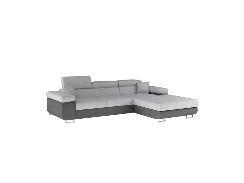 Canapé d'angle convertible amanda gris clair et gris foncé avec coffre intégré - Conforama E