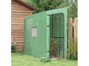 Serre adossée 200x80x200180 cm – verte – housse pe anti-uv renforcée, portes zippées et fenêtre