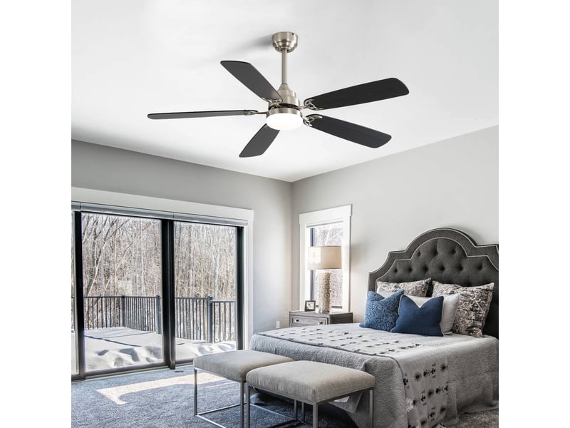  Ventilateur de plafond avec lampe led ø132cm dimmable cct | style classique 5 pales moteur dc silencieux | télécommande minuterie 18w - noir  - Conforama C