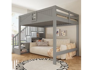 Lit mezzanine 140x200 cm MEUBLIV coloris gris