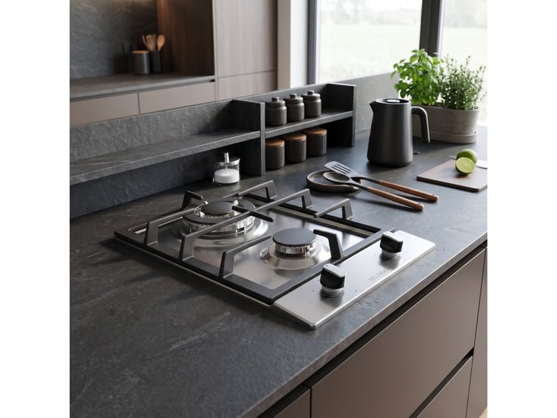 Beldeko plaque de cuisson gaz domino 2 feux inox 30 cm - grilles en fonte, 5200 w - gaz de ville et bouteille - marque française - Conforama C
