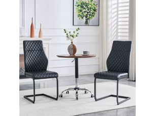 Chaises de salle à manger 2 pièces en tissu à motif losange noir, dossier haut et assise rembourrée, cadre métal noir antidérapant et résistant pour restaurant