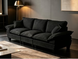 Canapé droit fixe <strong>BGSRYAO</strong> <strong></strong> 3 places Tissu noir