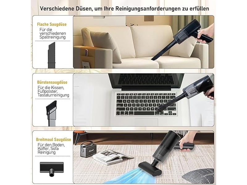 Aspirateur à main 4000pa sans fil mini aspirateur à forte aspiration noir 4 en 1 - Conforama E