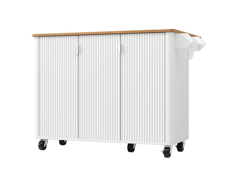 Îlot de cuisine,130x45x92 cm,3 portes et plateau rabattable,mdf,blanc - Conforama D