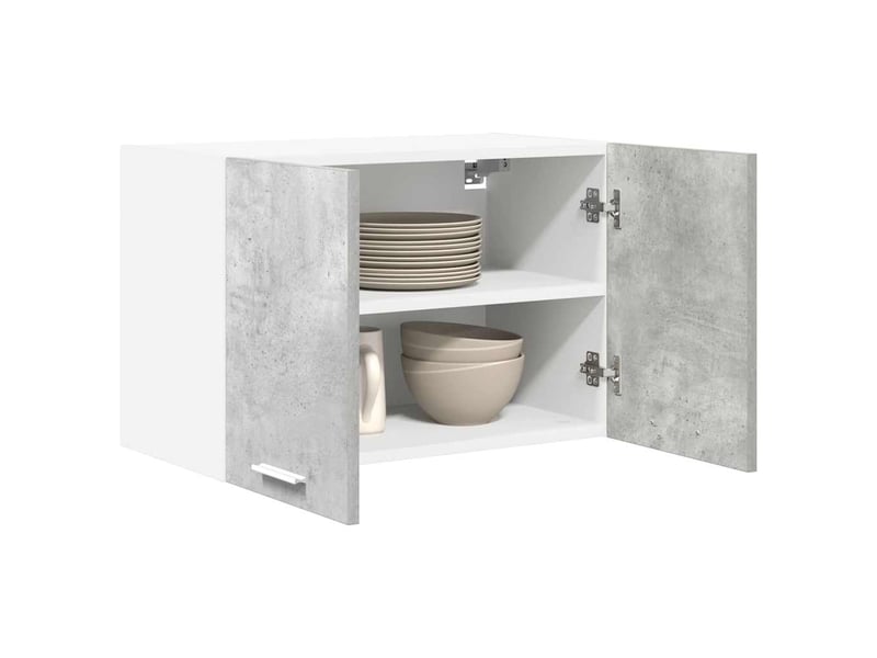 Meuble de rangement, armoire suspendue gris béton et blanc 60x31x40cm - Conforama C