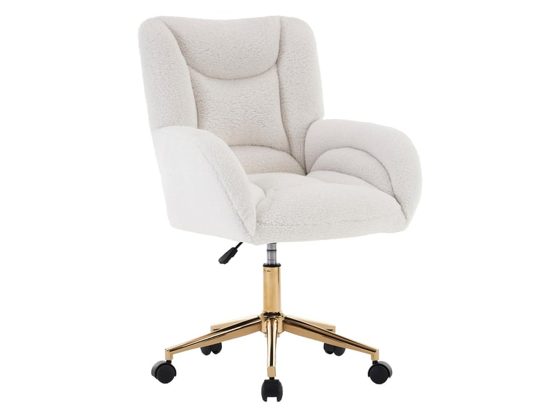  Chaise de bureau pivotante réglable tissu teddy blanc base dorée 64 x 62 x 92.5 cm W2087P371364 - Conforama A